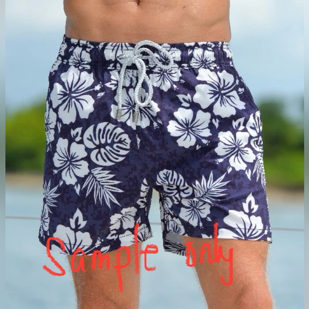 PEACOCKS Men's Black Floral Summer Beach Swim Shorts